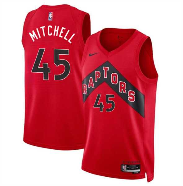 Mens Toronto Raptors #45 Davion Mitchell Red Icon Edition Stitched Basketball Jersey Dzhi->toronto raptors->NBA Jersey
